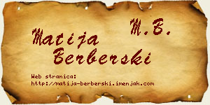 Matija Berberski vizit kartica